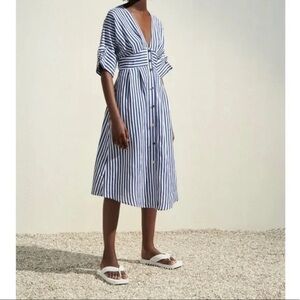 Zara Linen Blend Striped Dress